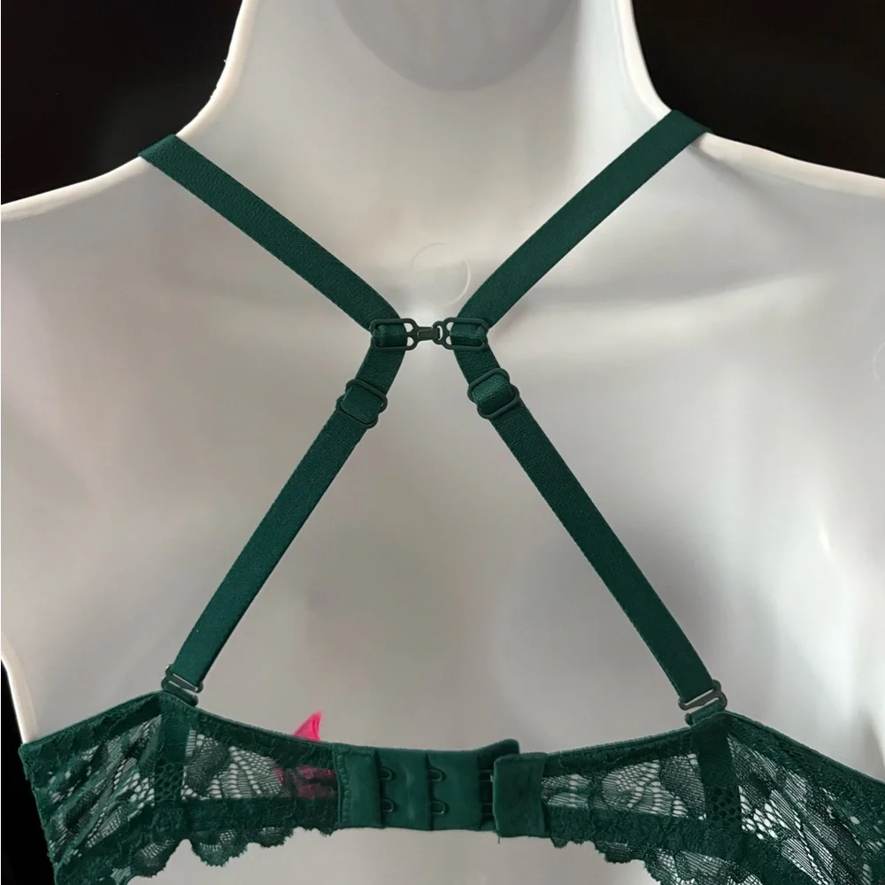 La SENZA Ultimate Plunge Dark Emerald Lace Plunge Bra & Bikini Set - Picture 4 of 9